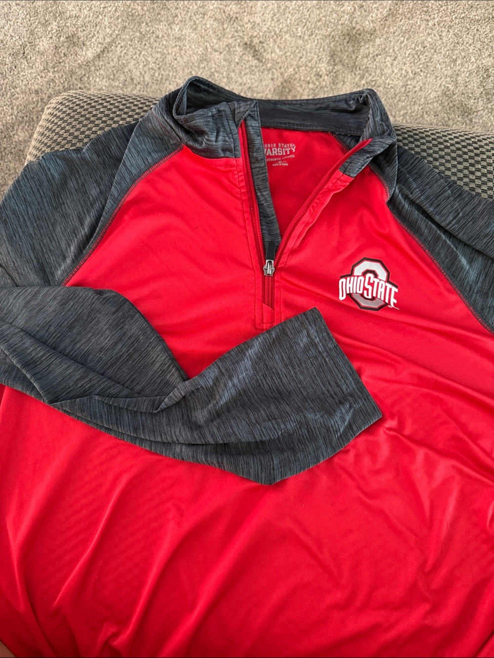 Ohio State Men's Red & Charcoal Quarter-Zip Pullover